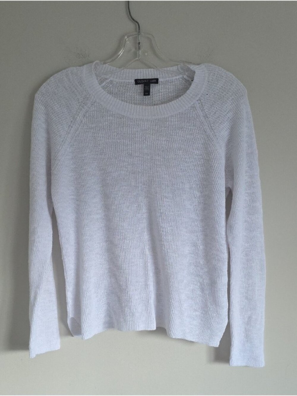 EILEEN FISHER | Organic Linen cotton crewneck sweater ribbed White Sz S